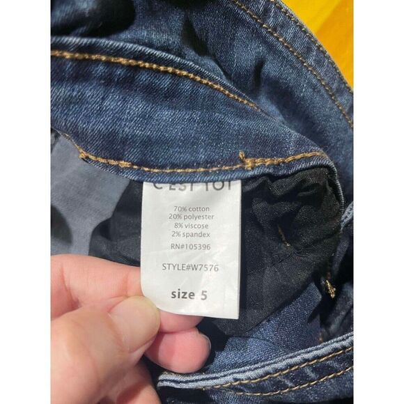 Cest Toi Jeans Womens 5 Paperbag Skinny Ankle Blue High Rise Belt Stretch Y2K - Picture 4 of 8